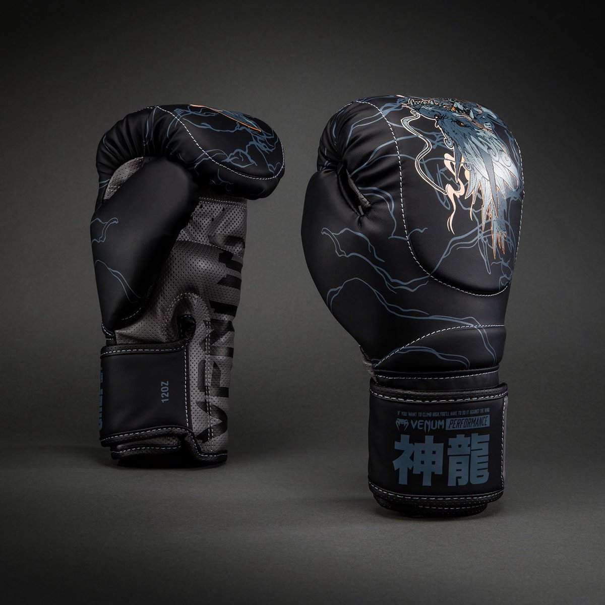 Venum Thunder Dragon Bokshandschoenen – Zwart/Grijs/Koper – 14 oz