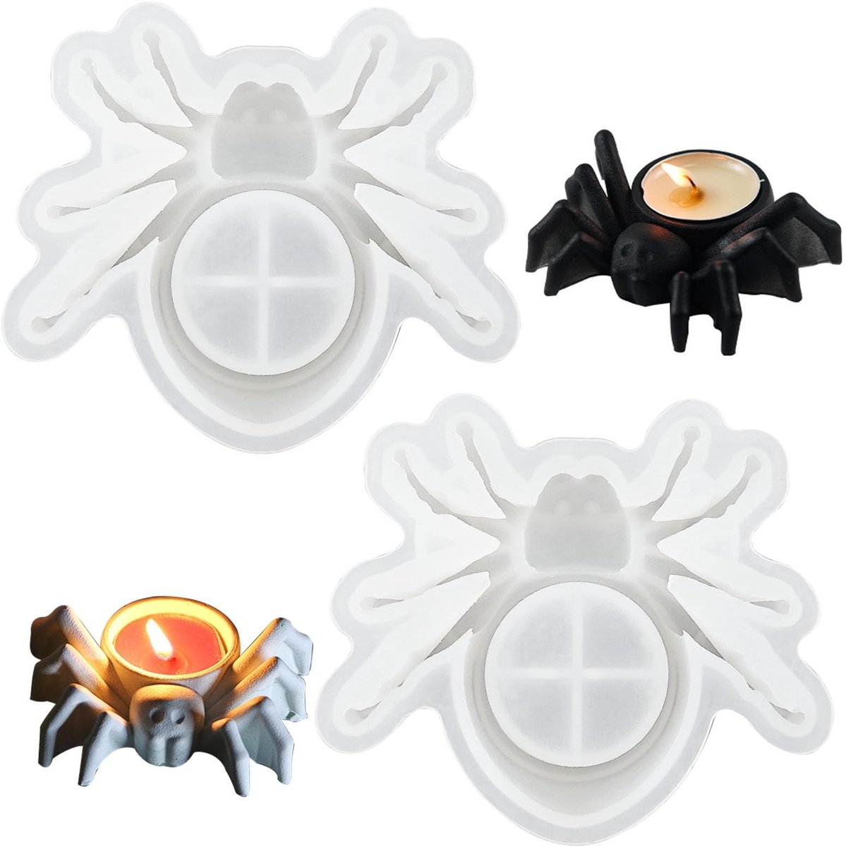 2 Stuks Spinnen Kaarsenhouder Silicoon Mallen - Halloween Ontwerp