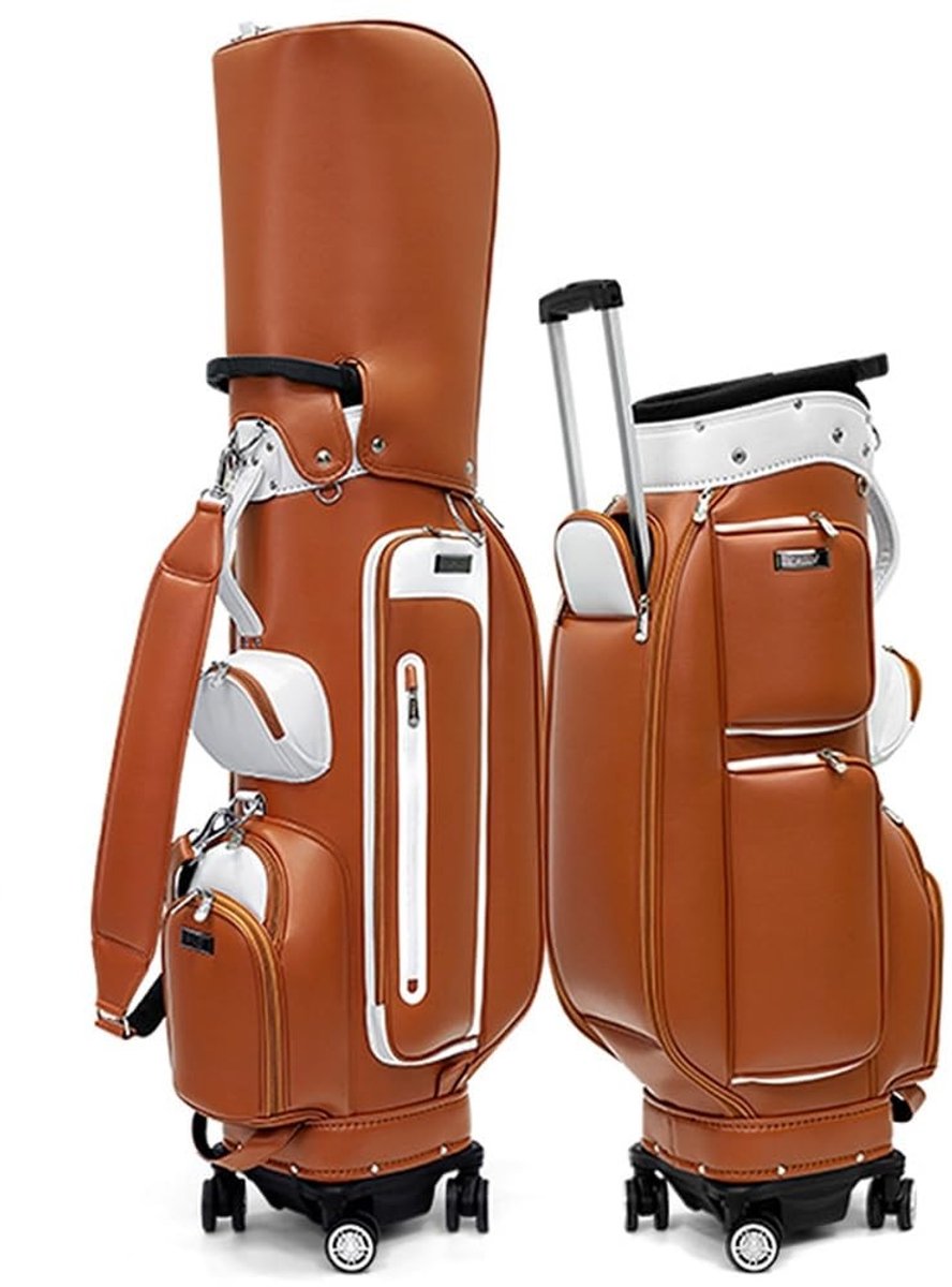 Golf Carton Bag - Waterdicht met Universele Wielen - Bruin