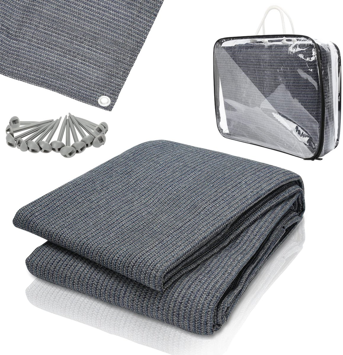 Tenttapijt voor Buiten - Ademend en Antislip - Grijs Blauw - 200 x 200 cm