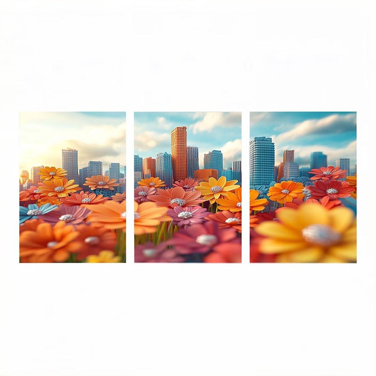 Schilderen op Nummer Set - 3 Stuks Stad 60 x 40 cm