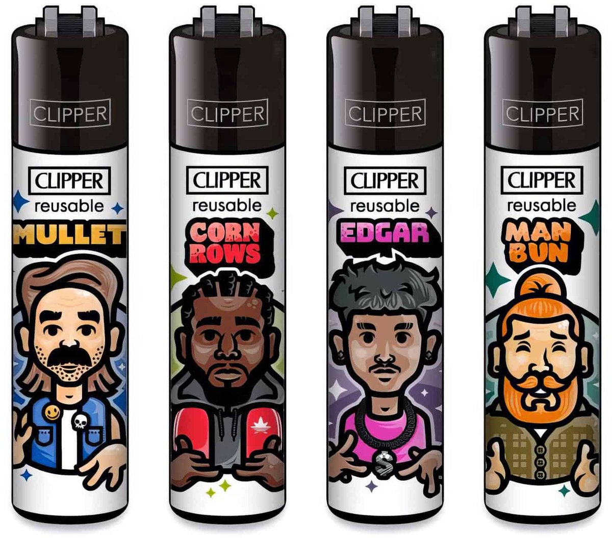 Clipper Classic Large Aanstekers "Men Haircuts" (4 Stuks)