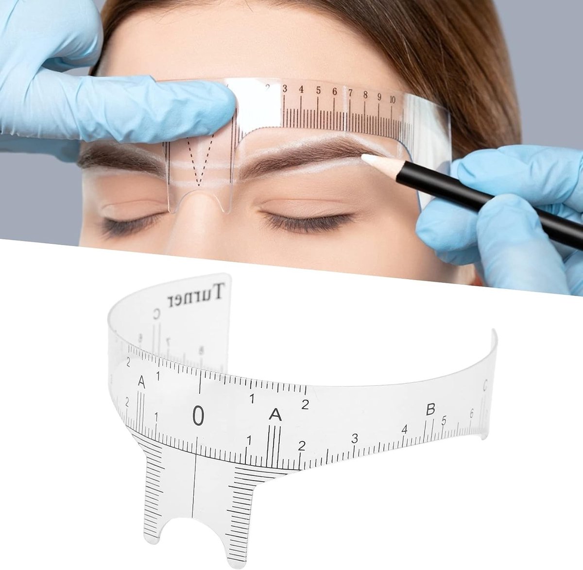 Draagbare microblading liniaal voor nauwkeurige wenkbrauwmeting en make-up toepassing