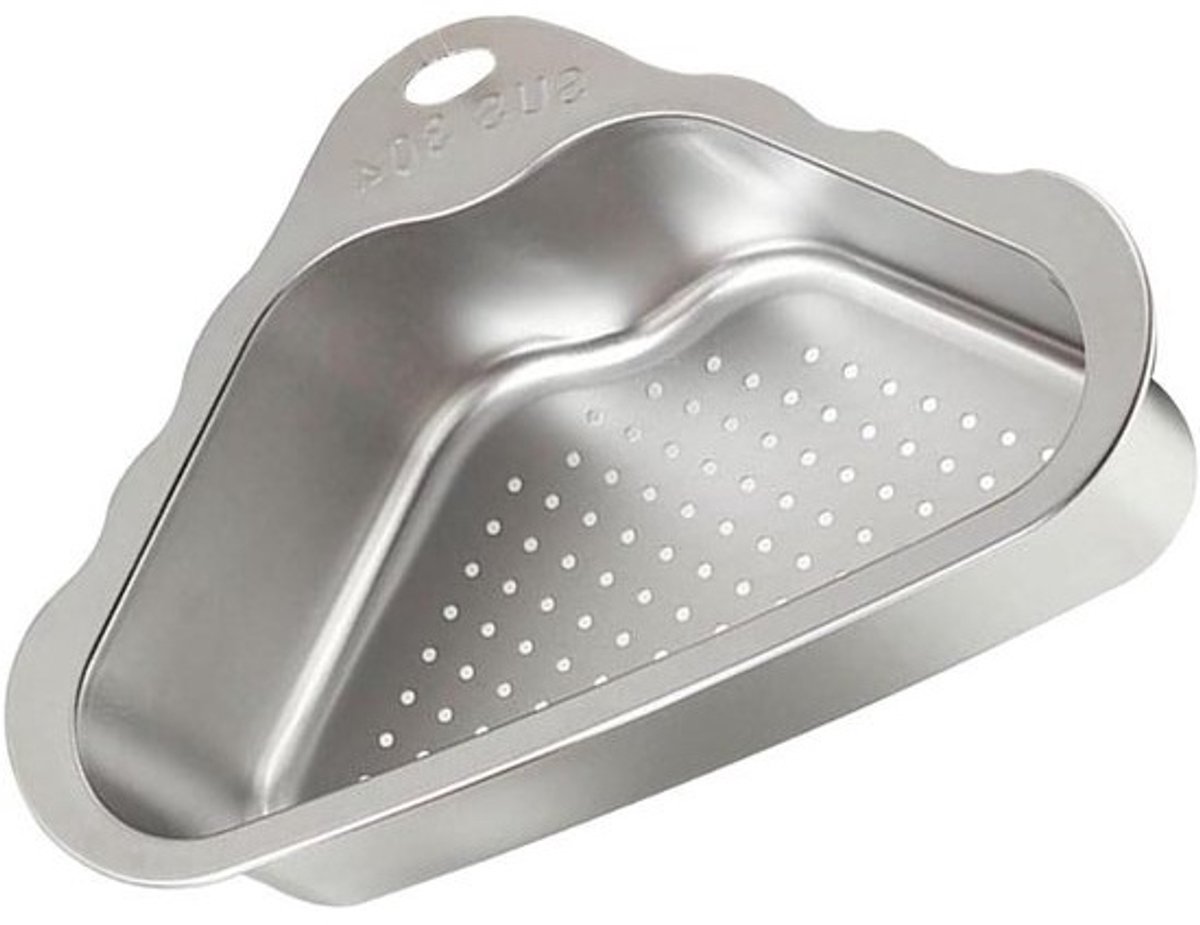 Driehoekige Afvoer Mandje - Hoekzeef Keuken - Keuken Afval Sorteren - Roestvrij Staal - 24.7 x 18.5 x 7.3 cm