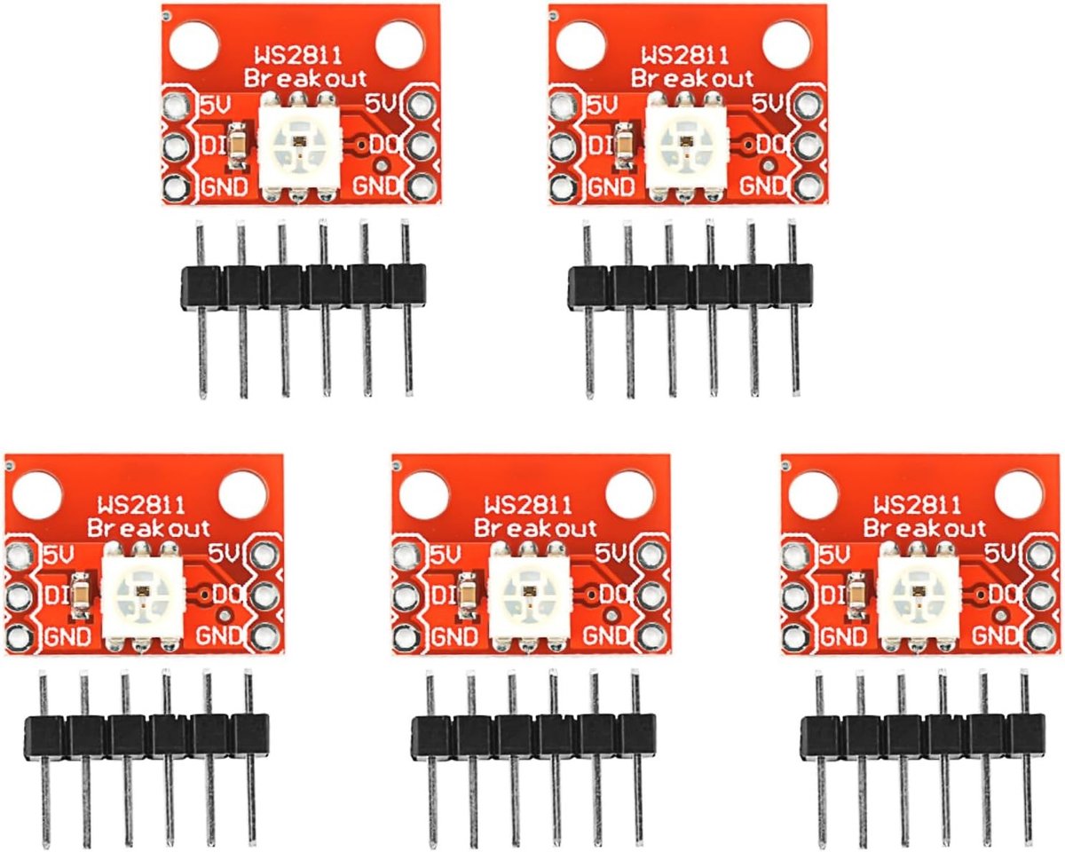 5Pcs WS2812S board, RGB 5050 LED module met pin headers voor hoge helderheid en onafhankelijke kleurcontrole, ideaal voor verlichting en decoratie