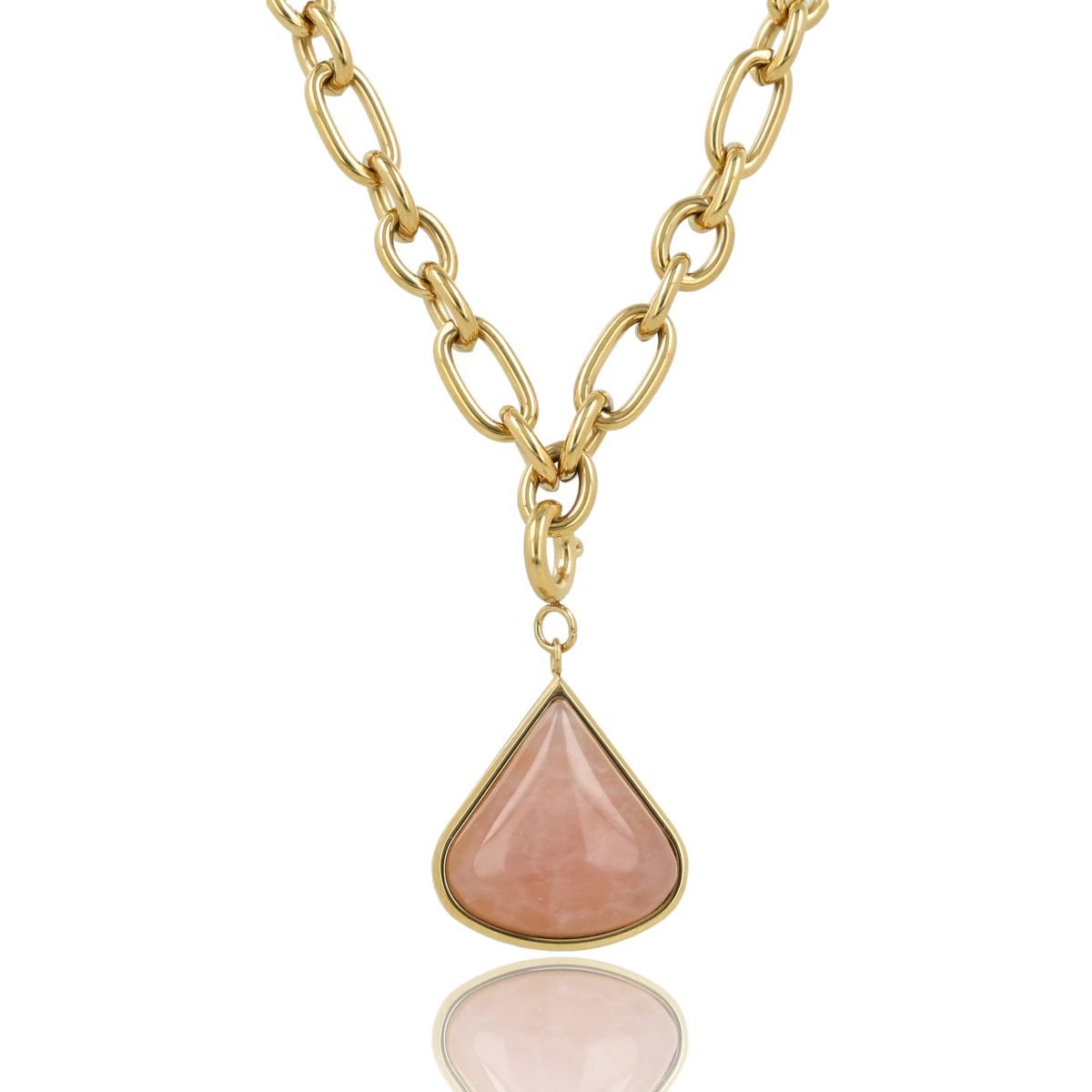 My Bendel - Schakelketting met Rozenkwarts Bedel - met Luxe Cadeauverpakking | Sieraden Voor Dames