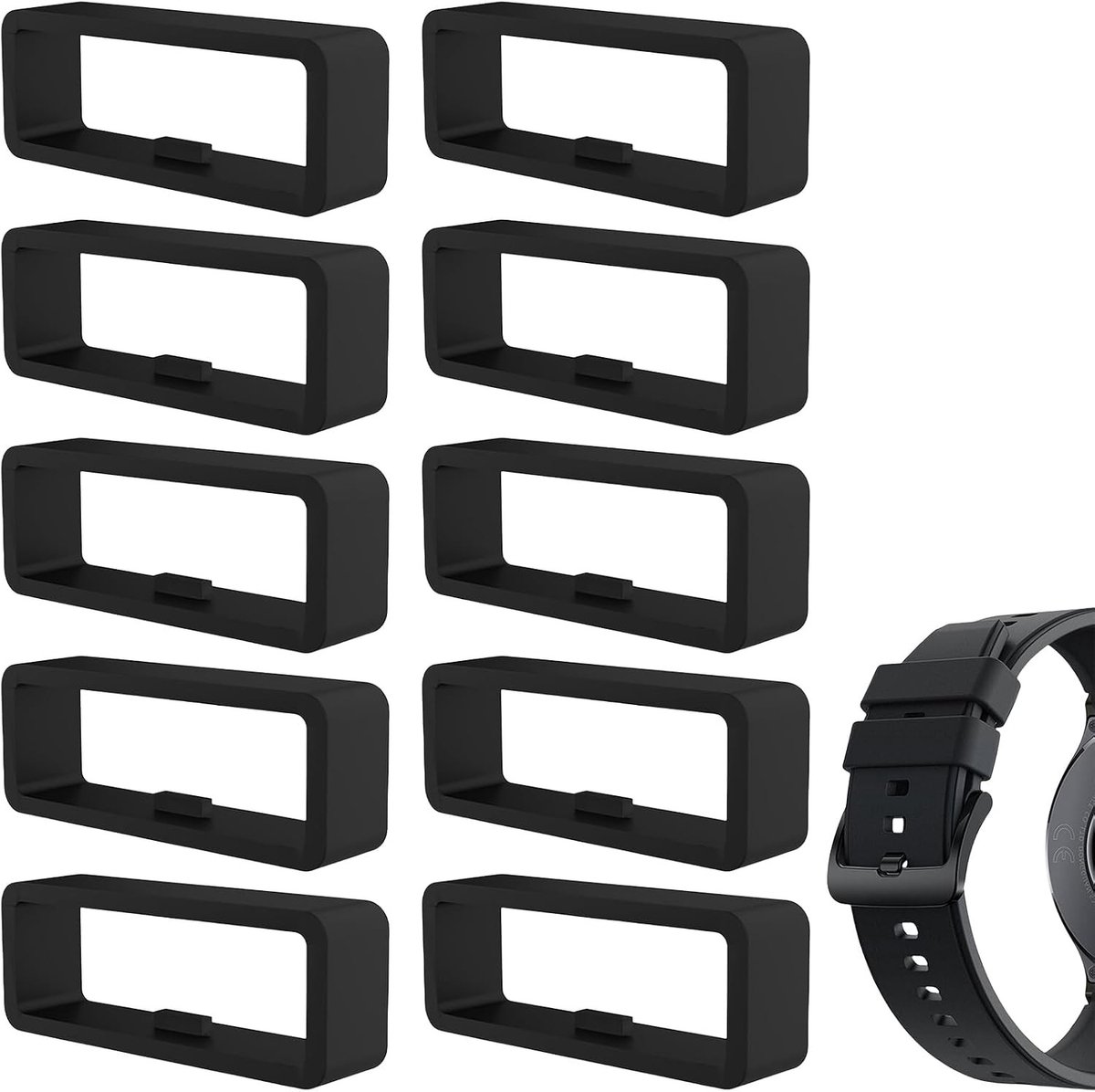 Siliconen Vervangende Horlogebanden Set van 10 Stuks, Zwarte Armbanden, Duurzaam en Comfortabel voor Horloges