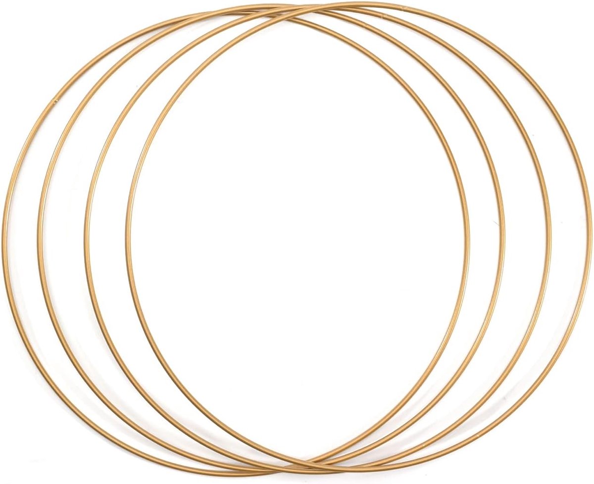 Metalen ringenset voor knutselen - 4 stuks - Ø 25 cm - 3 mm dik - Antiek goud - Dromenvanger, krans, macramé en decoratie