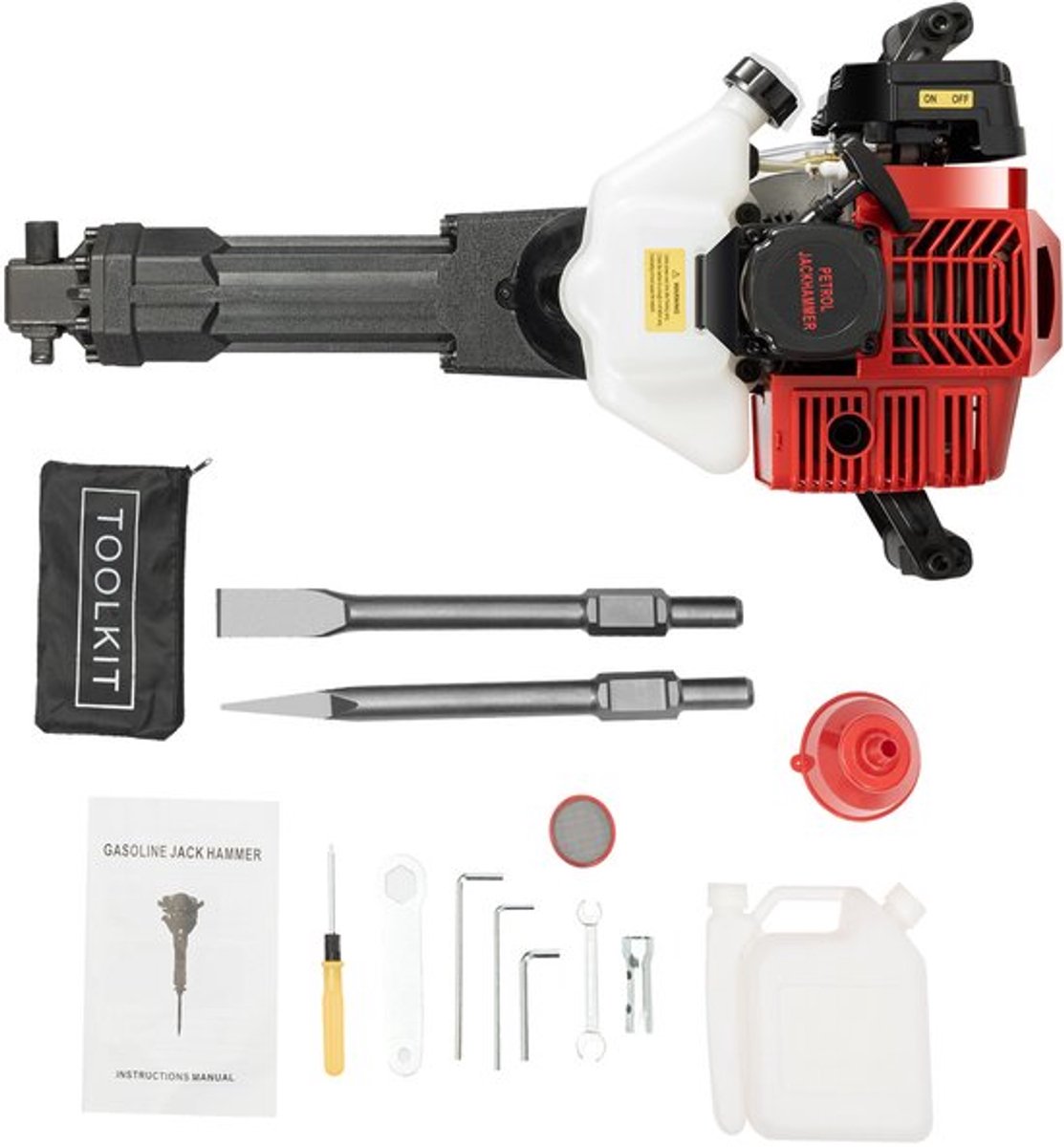 Benzine Sloop Hamer 1900 W - 52CC Motor - 2 Takt - Betonbreker Voor Steenbreken - Jack Boor - Grondsleuven