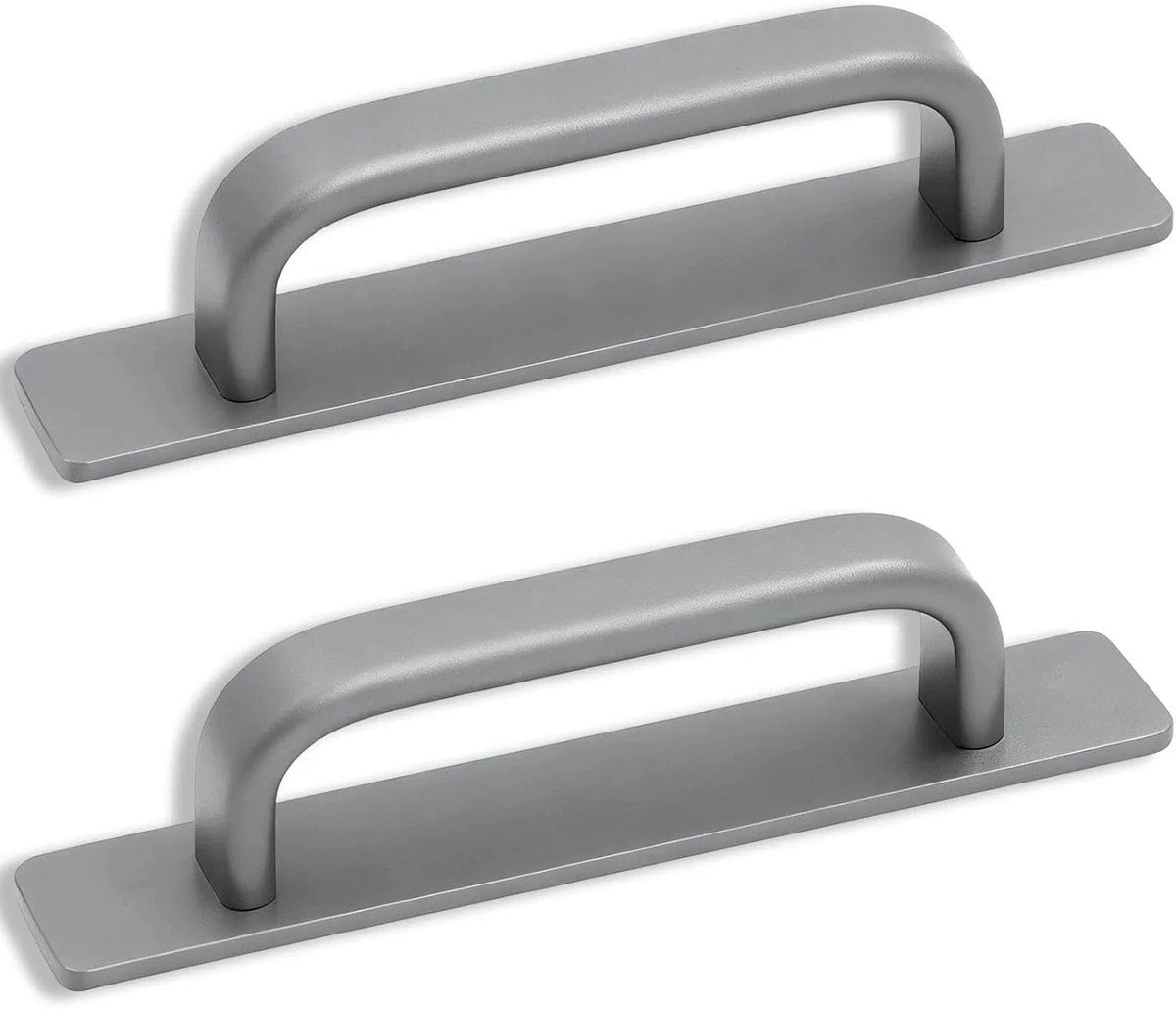 Set van 2 Zelfklevende Deurgrepen, 180 mm, Grijs, Aluminium Handgrepen voor Keukenkasten, Interieurdeuren en Buitendeuren