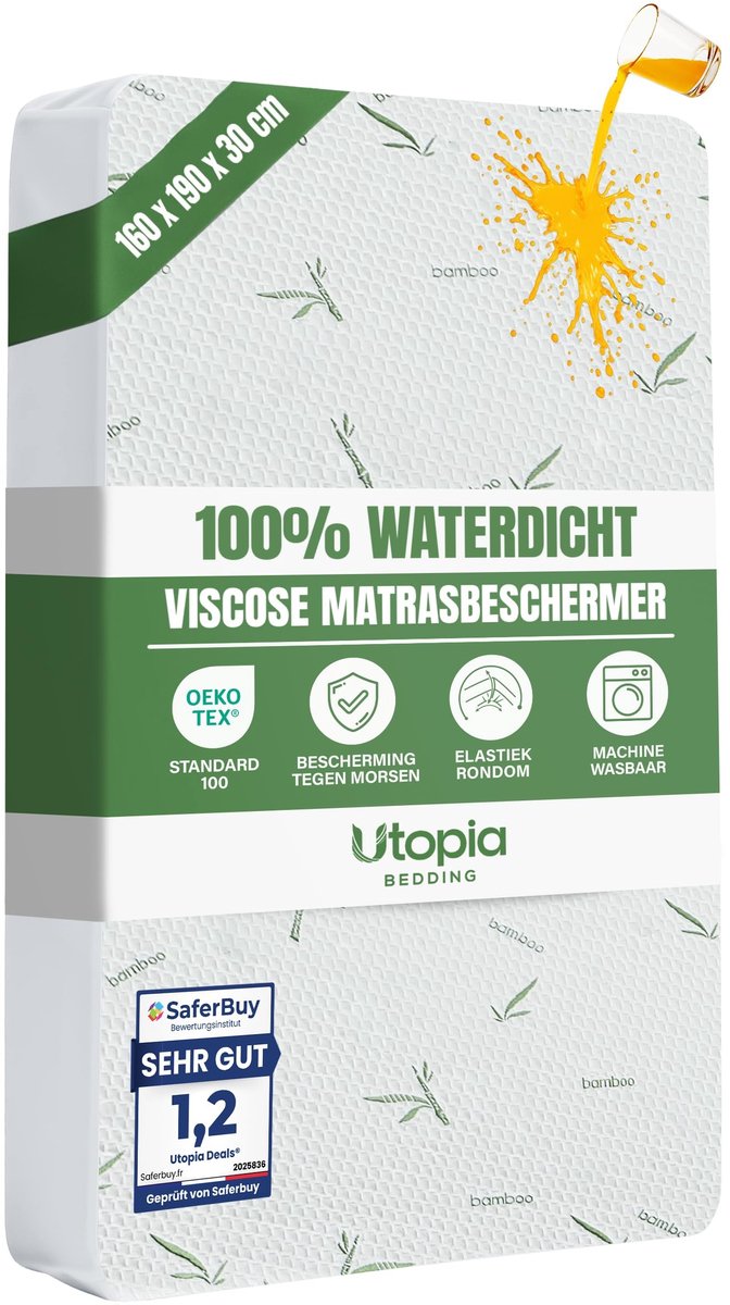 Matrasbeschermer Waterdicht - Viscose en Polyester - 160 x 190 x 30 cm