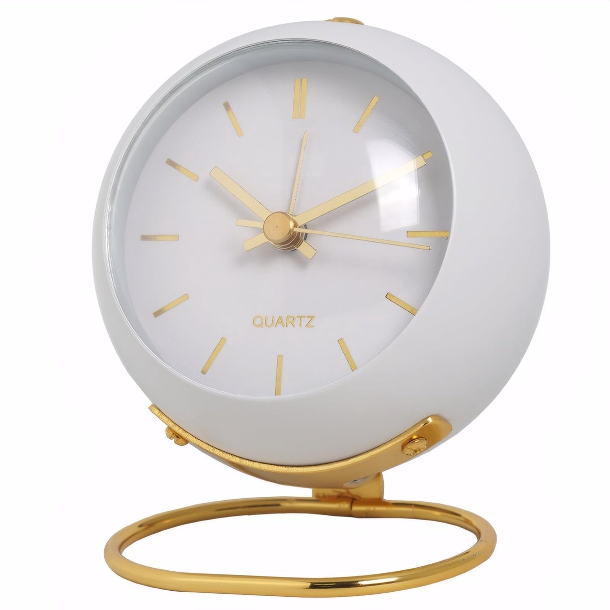 Retro Wecker - Stille Quartz Klok met Nachtlampje - Wit