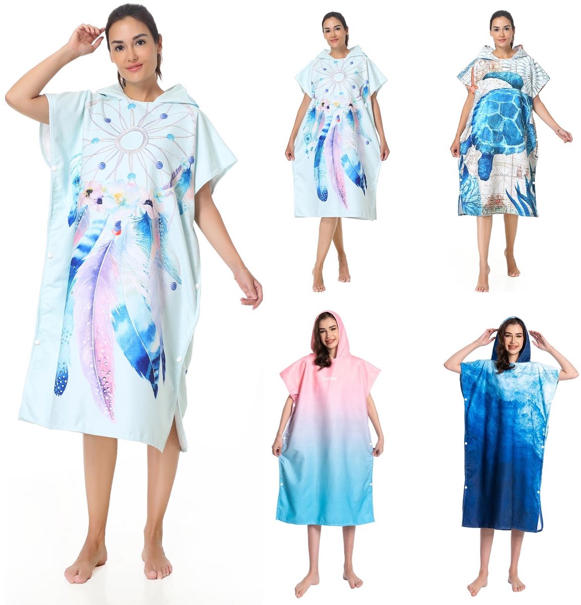 Bad Poncho voor Volwassenen - Lichtgewicht en Sneldrogend met Capuchon