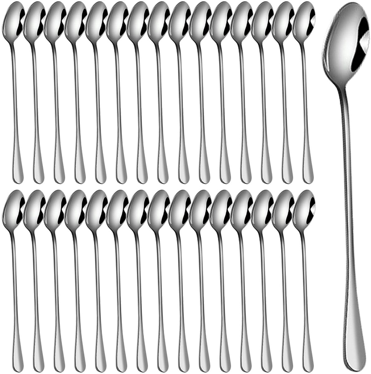 Set van 30 Latte Macchiato Lepels - Roestvrijstalen Theelepels 19,5 cm