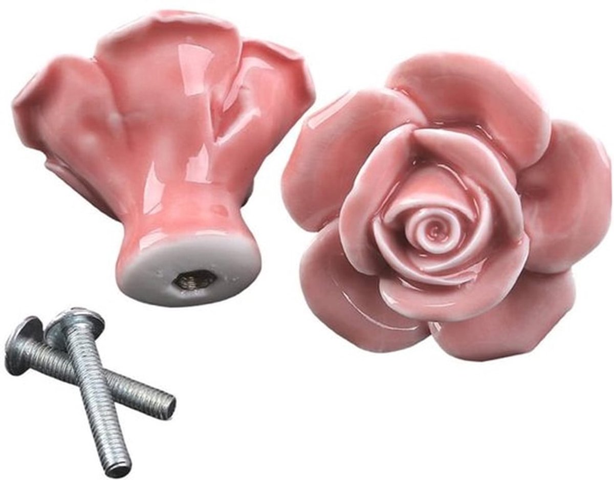 2 stuks Deurgrepen Ladeknoppen Decoratief Zwarte Keramische Ladeknop Vanity Vintage Meubels Rozen Kristal Deurgrepen Materiaal Rozen Rozenbloemen