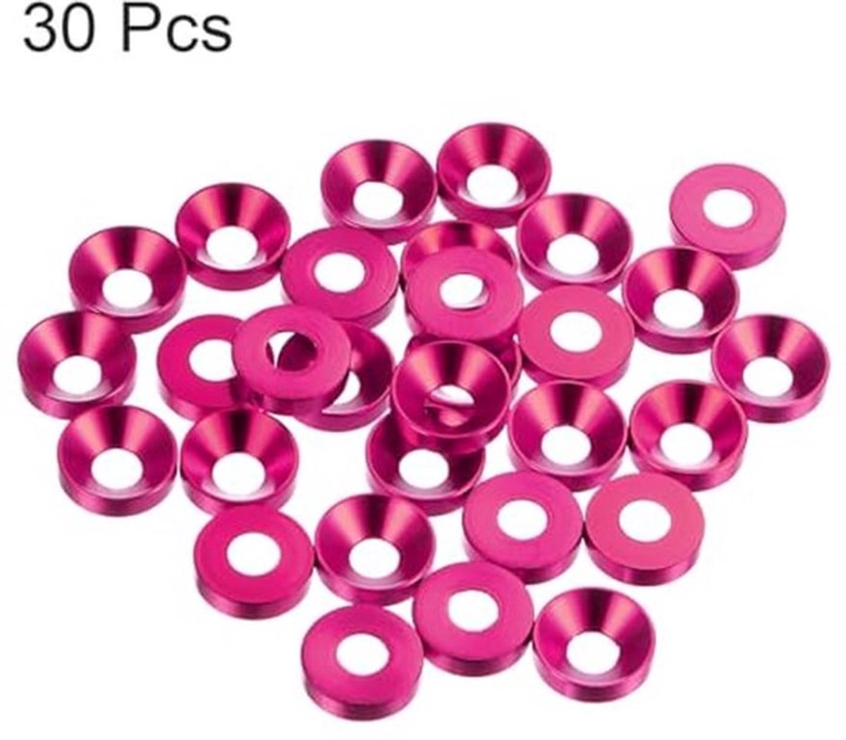 Verpakking van 30 verzonken ringen M4 geanodiseerd aluminiumlegering afwerkingsringen schroefafdichtingen voor mechanische accessoires, roze
