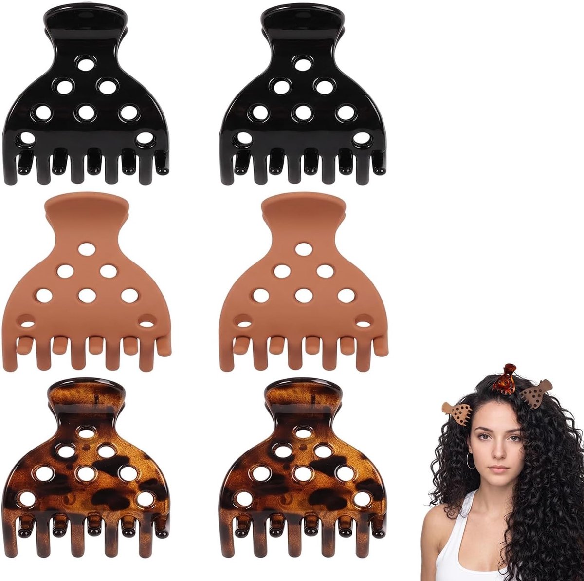 Haarvolumeclips voor aanzetvolume - 6 stuks, 7 cm, wortellifter voor krullend en dik haar, haaraanzet lifting-clips zonder vouwen, set in 3 kleuren voor volumineuze damesstyling