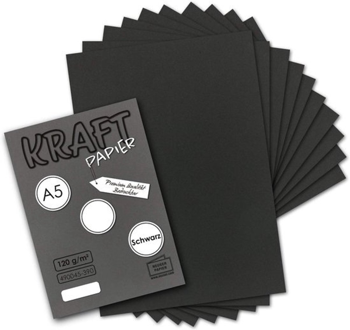Vintage kraft papier zwart - 50 vel DIN A5 120 g/m² - 100% gerecycled - ecologisch en stevig - ideaal voor creatief schrijven en knutselen