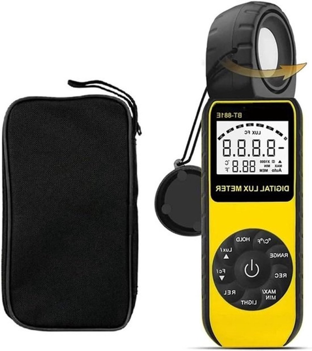 Digitale Lichtmeter - Luxmeter Omgevingsmeter - Lichtmetingen Uitvoeren - Breed Meetbereik - 300.000 Lux - Grijs
