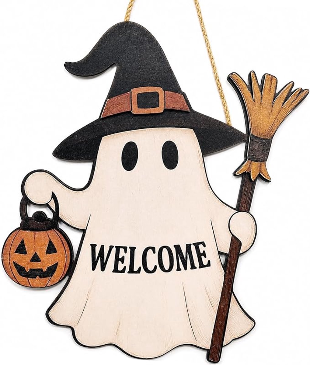 Halloween Decorations - Halloween Deurhanger - Schattige spookkrans - Halloween deurdecoratie - Muurdecoratie - Feestelijke decoratie - Halloween thema - Halloween deur- of muurdecoratie, geschikt voor terras en binnen
