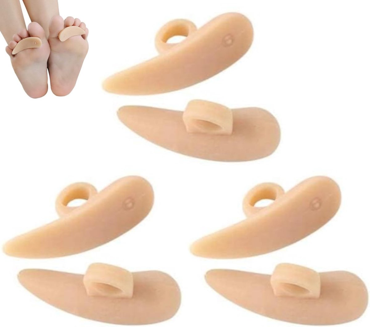 Effectieve Kussens voor Hamertenen - 6 Stuks Gel Pads en Correctors voor Overlappende Tenen, Voorkomt Blaren en Wrijving in Schoenen