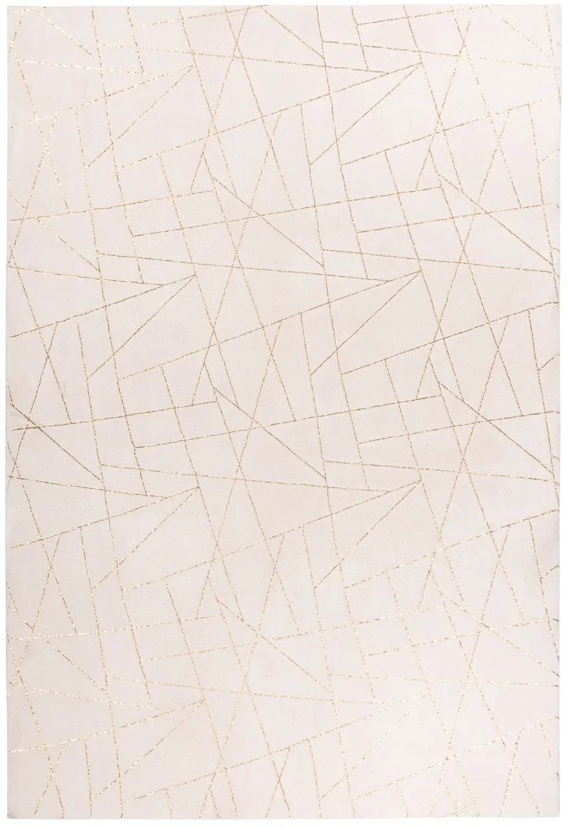 Dutch XXL Hoogpolig Vloerkleed | Tapijt | Bijou | Geometrisch | Crème/Goud | 120x170 cm Crème / Goud