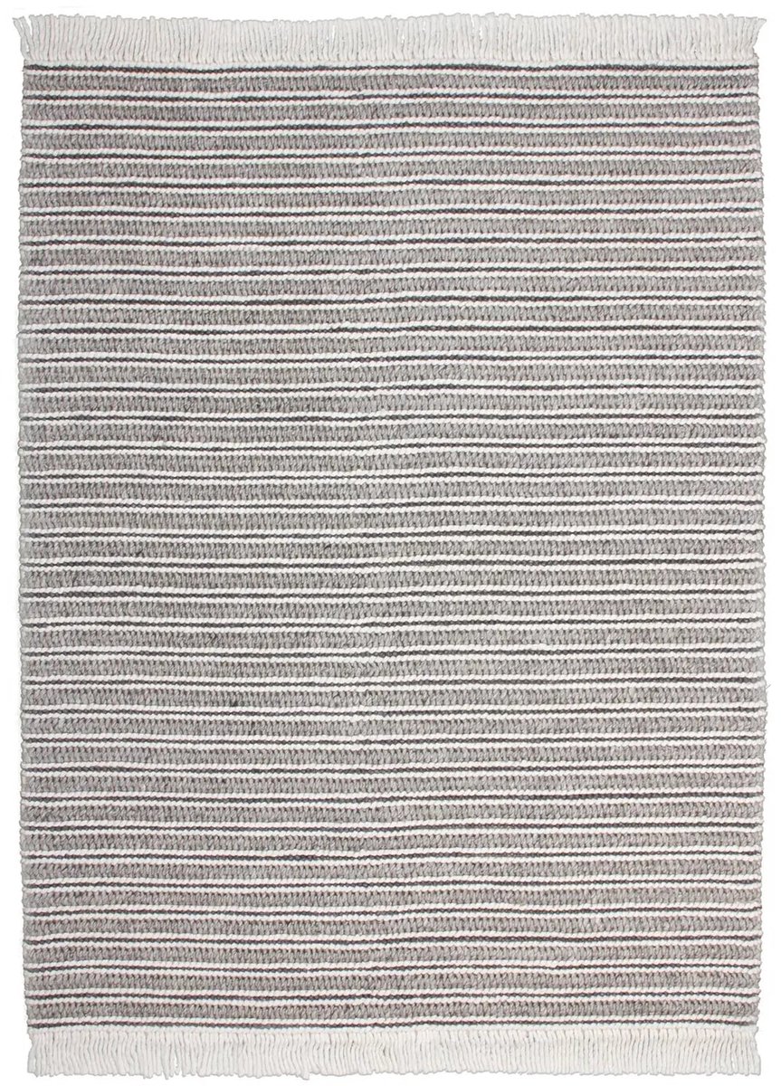 Dutch XXL Wollen Vloerkleed | Tapijt | Natura | Strepen | Naturel/Grijs | 120x170 cm