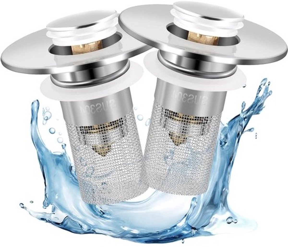 Afvoerzeef Badkamer - Wastafelstopper Haarfilter - Voorkomt Verstoppingen - 2-in-1 Pop-up Ontwerp - 1-15 inch - Zilver