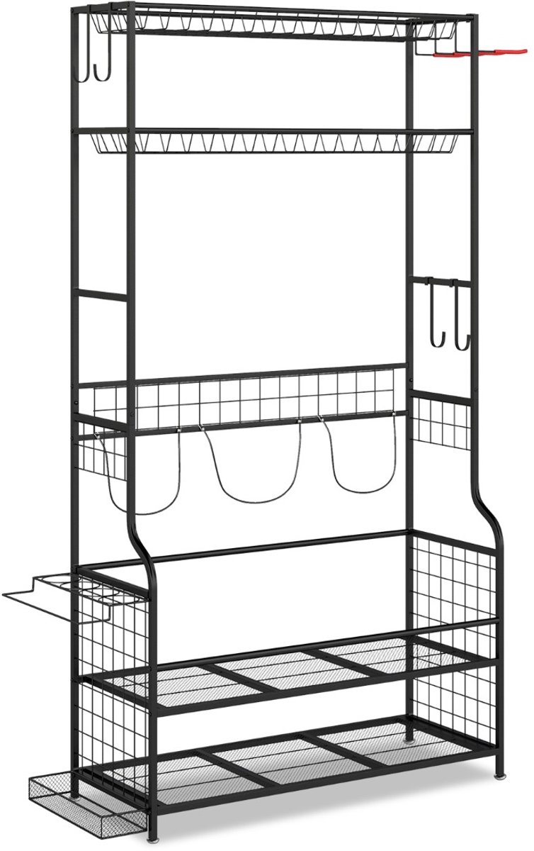 SureDeal® - Golf - Mobiele Sportartikelenorganizer - Wieltjes Haken - Extra Displayrek - Rackets Zware Metalen - 132x40,5x194 cm - Donkerbruin