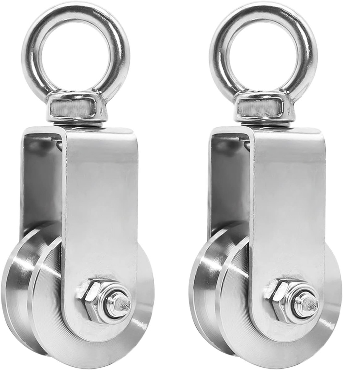 Set van 2 stuks 34mm Katrollen met Kogellager, 250kg Laadcapaciteit, RVS Katrollen voor Kabelconstructie en Fitnessdoeleinden