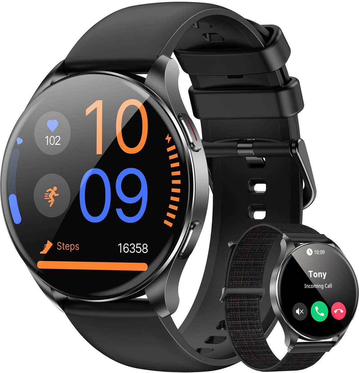 Blackview Smartwatch Dames - AMOLED Smartwatches Heren - Smartwatch Stappenteller Horloge - Sporthorloge - Activity Tracker - Hartslagmeter - Saturatiemeter - Bellen | Oproepen - Hartslag - SpO2 - Geschikt voor iOS/Android - Zwart