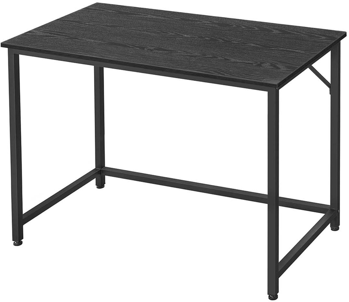 Computerbureau Bureau 100 x 50 x 76 cm Zwart Modern en eenvoudig ontwerp Stevige metalen frameconstructie Max. draagvermogen 50 kg Met verstelbare poten Eenvoudig te monteren Geschikt voor studeerkamer slaapkamer en woonkamer