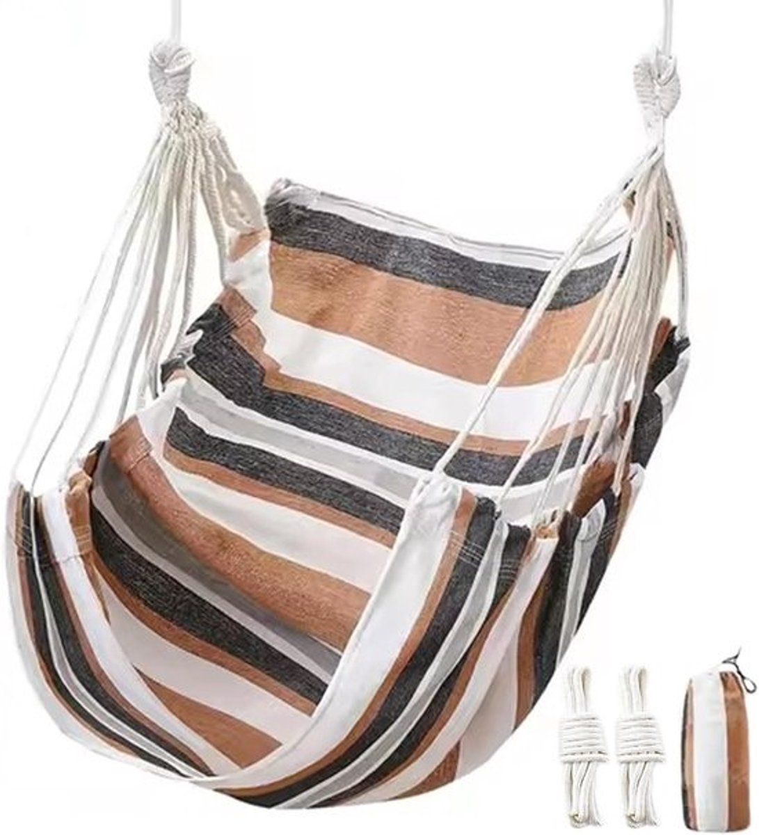 Hangmat Stoel - Schommelstoel Luie Stoel - Ontspannen Buiten - Anti-val Ontwerp - 130 x 100 cm - Beige