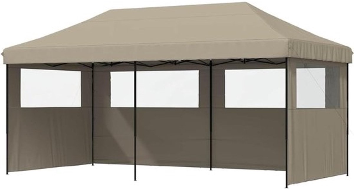 Partytent Opvouwbaar - Paviljoen Tent - Buitenfeesten Organiseren - Pop-up Snel Opgezet - 580 x 292 cm - Taupe