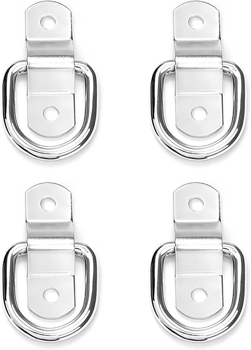 4 Stuks Gegalvaniseerde D-ringen voor Trailerbevestiging, Vrachtwagen, Boot en Veiligheid van Lading