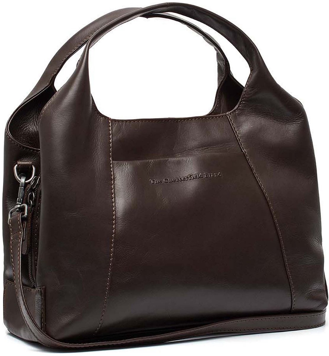 The Chesterfield Brand Leren handtas schoudertas Salina Handbag Brown donkerbruin