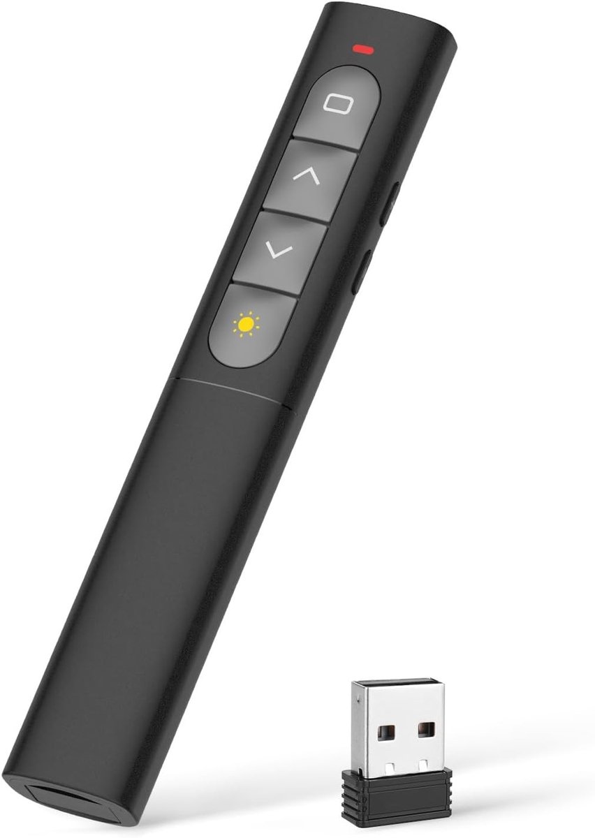 Draadloze Presentatie Clicker met 2.4GHz Technologie, PPT Advancer, Hyperlink Ondersteuning en Volume Controle voor Professionele Presentaties