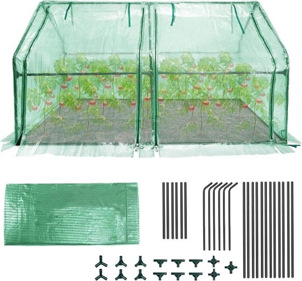 Foliekas - Mini-broeikas Kweekkas - Planten Beschermen - Waterdichte HDPE-folie - 180 x 90 x 90 cm - Groen