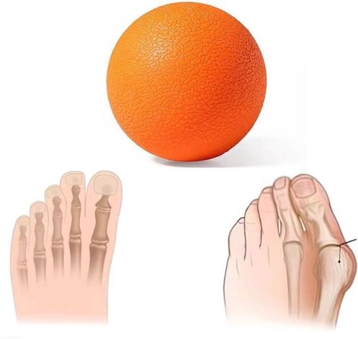 Massagebal - Plantaire Fasciabal - Spierherstel - Gerichte Weefselmassage - 7 x 7 x 7 cm - Oranje