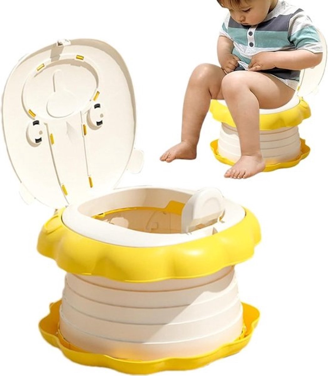 Draagbaar Toilet Kinderen - Opvouwbaar Potje - Zindelijkheidstraining - Anti-slip Basis - 26x20 cm - Geel