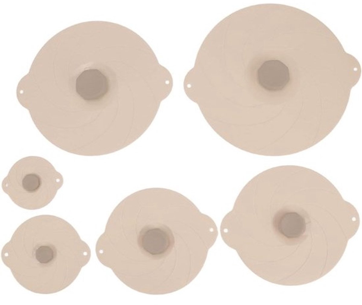 Voedsel Blik Deksels - Siliconen Zuig Deksels - Voedsel Bewaren - Hittebestendig & Lekvrij - 6 Stuks - Beige