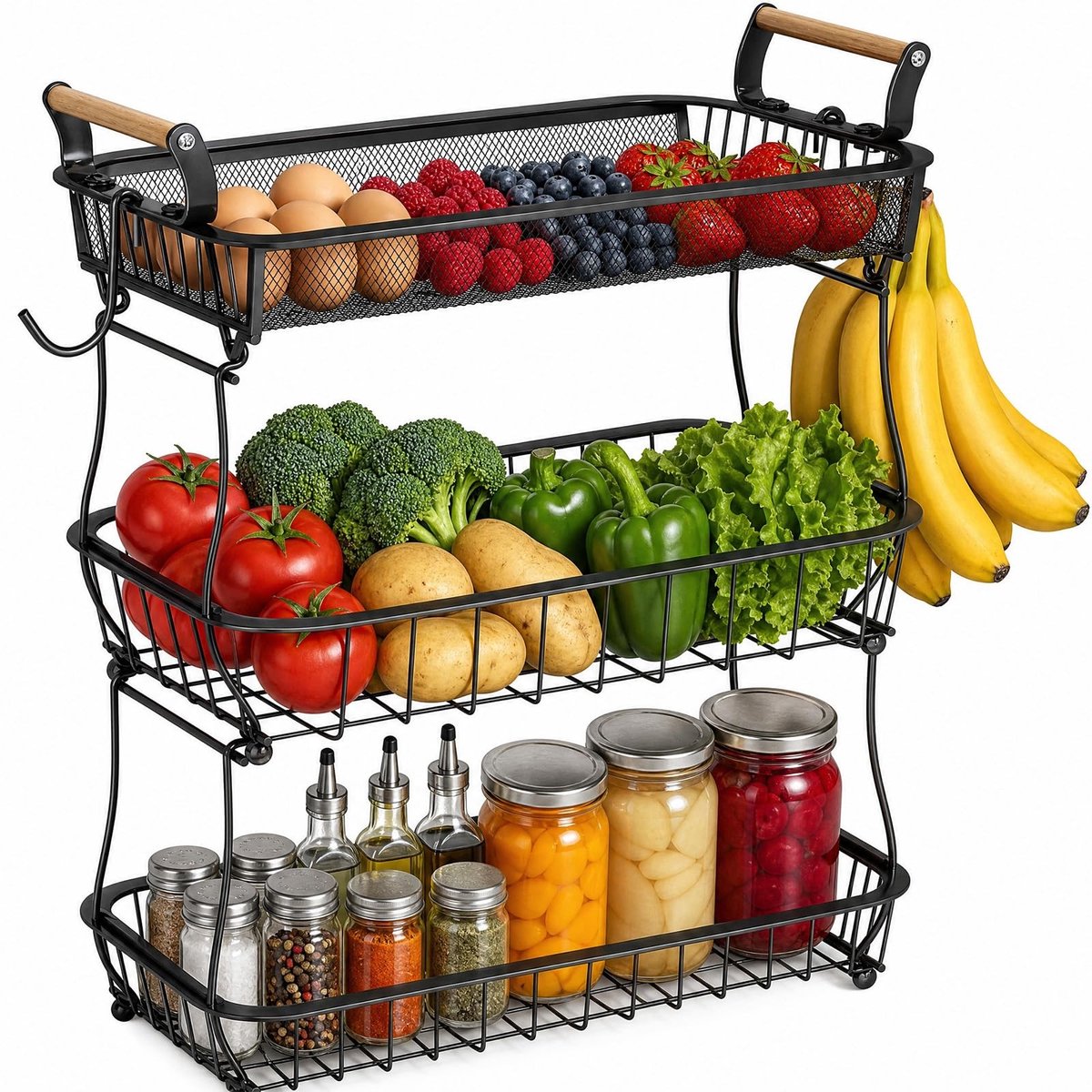 Fruitstandaard - 3 verdiepingen zwart