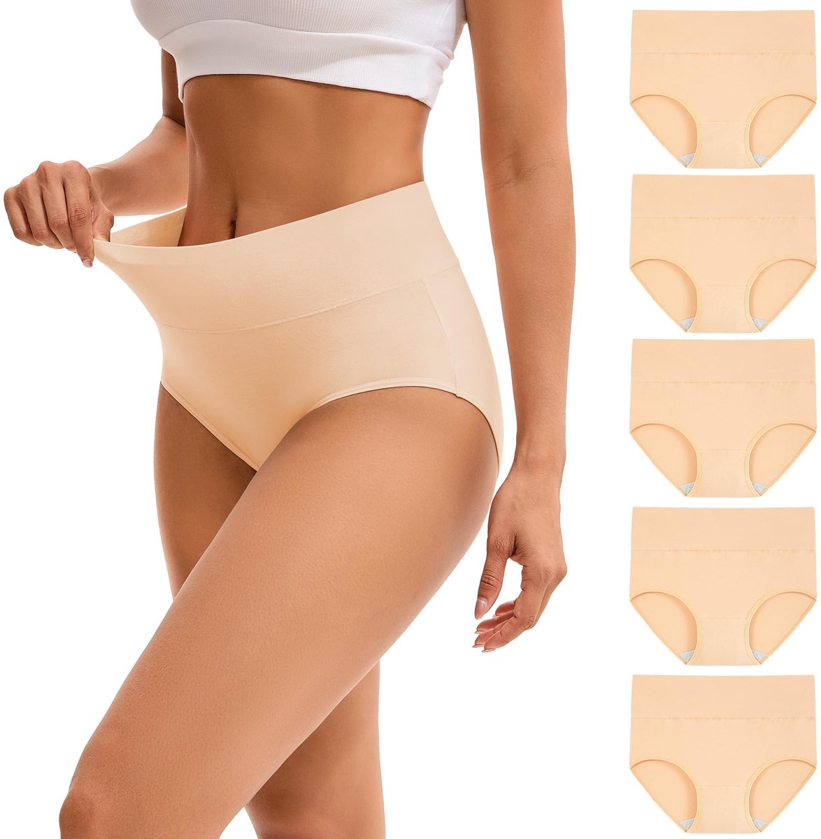 Dames Ondergoed Set - 6 Stuks Katoenen Hoge Taille Briefs
