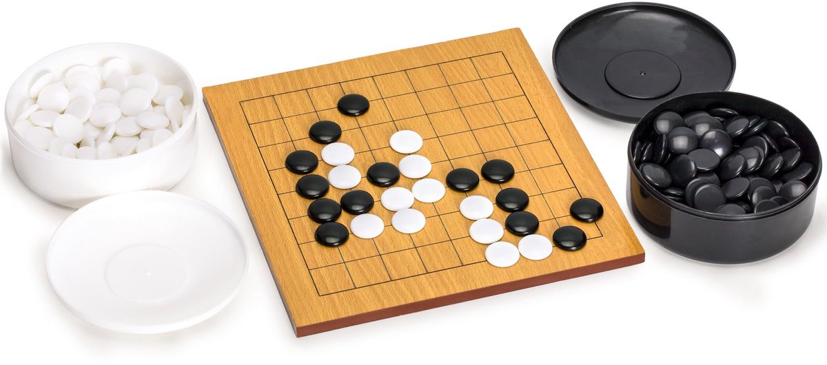 Go Bordspel voor Beginners - Beukenhout 9x9 Etched met Steentjes