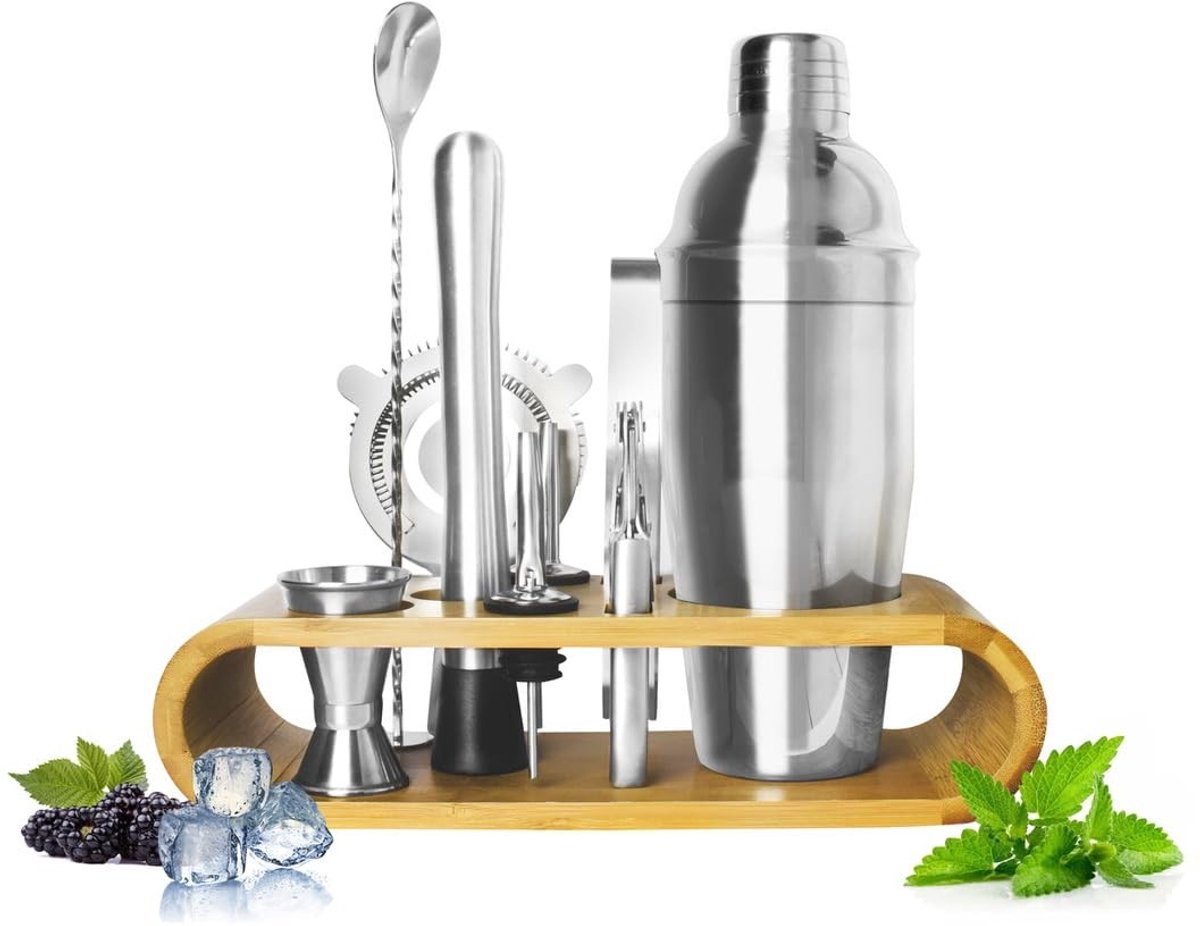 11-Delige Cocktail Shaker Set - Rvs Shaker 700 ml