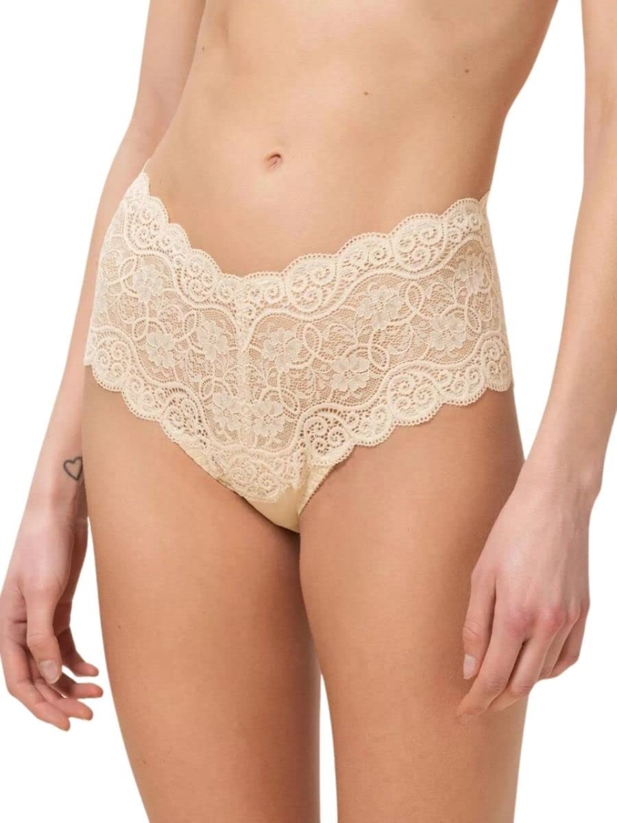 Hoog Taille Slip met Kant - Nude, Maat 42