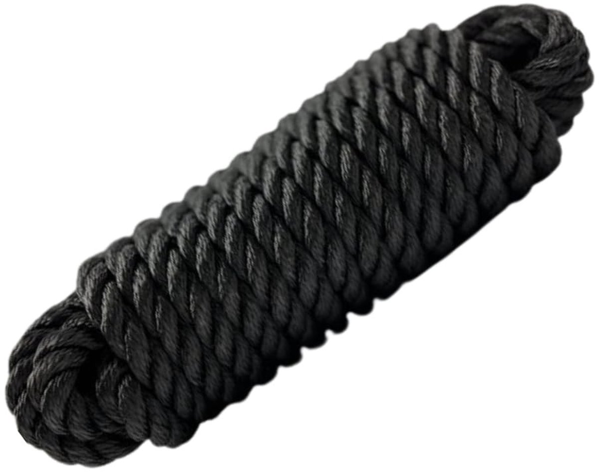 Landvast Touw 15 Meter - Dubbel Gevlochten - 16 mm - Zwart