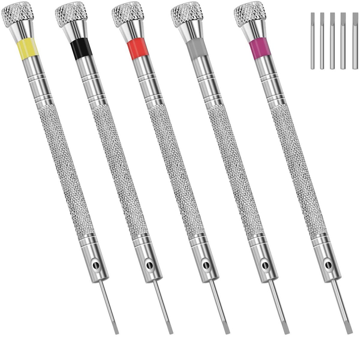 Mini Schroevendraaier Set - 5 Stuks met vervangbladen voor precisiewerk