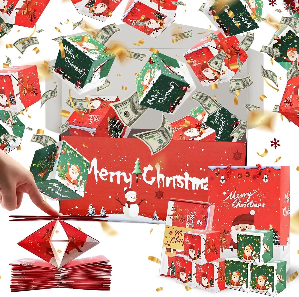 20 Stuks Kerst Geschenkdozen - Explosie Effect Rood