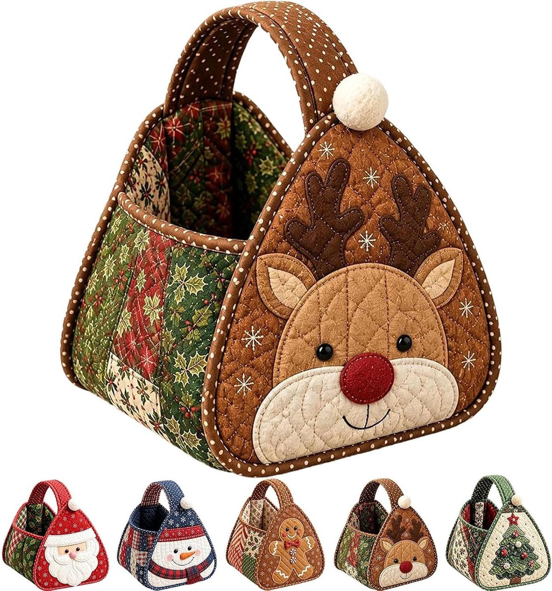 Casalola – Kerstthema DIY Borduurpakket – Handgemaakte Cadeaus Naaien – Borduurpakket voor Beginners – Kerstborduurwerk – Kerstopbergmand – Opbergmand voor Kerstdecoratie—Peperkoekmannetje